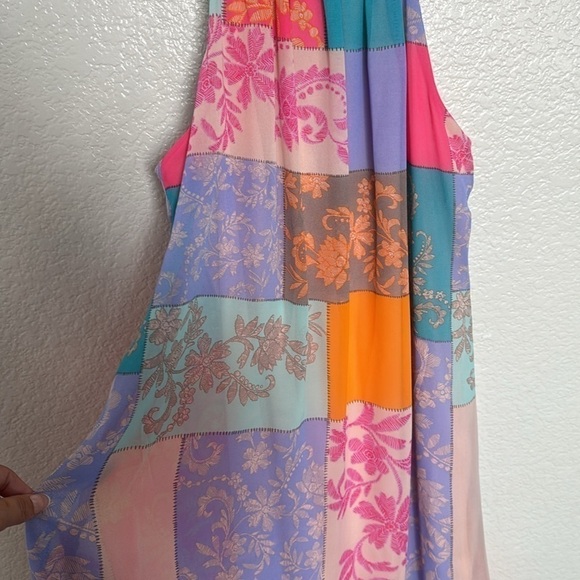 Just Taylor Pastel Chiffon Patchwork Trapeze Dress - Picture 3 of 5
